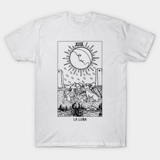 "La Luna" The Moon Tarot Card Black and White T-Shirt